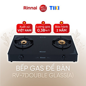 Bếp gas dương Rinnai RV-7Double Glass(A) mặt bếp kính và kiềng bếp men - Hàng chính hãng.