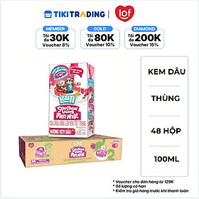 Thùng 48 Hộp Sữa Chua Uống Hương Kem Dâu KUN 100ml/hộp