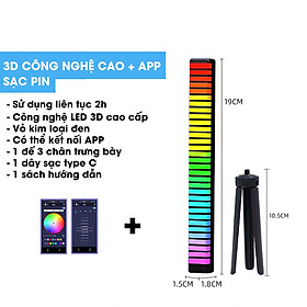 Mua Thanh đèn LED RGB nháy theo nhạc có kết nối app điều khiển có pin sạc  Đèn TikTok trang trí decor 16 triệu màu cảm ứng âm thanh siêu nhạy