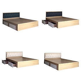 Giường Ngủ Gỗ MDF Phủ Melamine Cao Cấp Viva Màu Vàng Đầu Nệm + Học Kéo