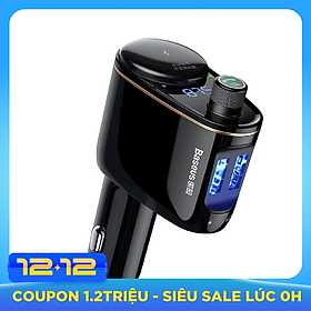 Cóc củ sạc nhanh kiêm máy nghe nhạc Bluetooth Mp3 hiệu Baseus S06 cho ô tô xe hơi 2 cổng sạc USB, Bluetooth 4.2, đài FM - Hàng chính hãng