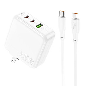 Bộ Củ, cốc sạc nhanh typec 65w cao cấp tiện lợi với 2 cổng Type-C va 1 cổng USB chân dẹp có thể gập gọn lại an toàn chống cháy nổ - Hàng nhập khẩu