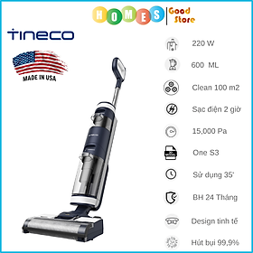 Máy Hút Bụi Lau Sàn Khô Uớt Tự Giặt Giẻ TINECO Floor One S3 Thương Hiệu Mỹ Lực Hút 12,000 Pa, Có Kết Nối App Theo Dõi, Công Suất 220 W - Hàng Chính Hãng - Bảo Hành 24 Tháng