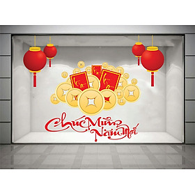 Mua TRANH DÁN KíNH - DECAL DÁN KÍNH TRANG TRÍ TẾT ĐỒNG TIỀN VÀNG- DECAL DÁN KÍNH TÍCH SẴN KEO DỄ DÁN SẮC NÉT KHÔNG VIỀN TRẮNG KHÔNG BAY MÀU PK610