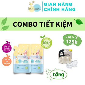 COMBO 2 Túi Sữa tắm gội Organic cho bé từ sơ sinh dạng bọt Lamoon 220ml