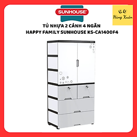 Tủ nhựa 2 cánh 4 ngăn Happy Family SUNHOUSE KS-CA1400F4 - Hàng chính hãng