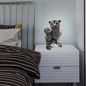 Owl Statue Animals Figurine Shelf Bookcase Decor Accents Gifts Single Owl