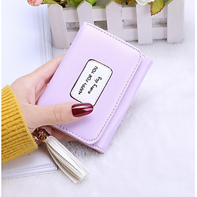 Bóp ví nữ đựng tiền mini gấp 3 bỏ túi giá siêu rẻ, da PU mềm mại, nhiều ngăn chứa thẻ ATM và tiền tiện dụng nhỏ gọn Tua Rua Mini Clutch Kiểu Dáng Hàn Quốc