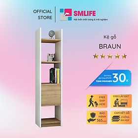 Giá sách gỗ công nghiệp kiểu dáng nhỏ gọn SMLIFE Braun