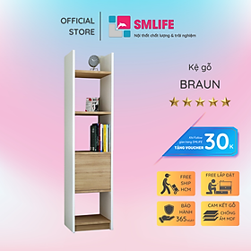 Kệ sách gỗ hiện đại SMLIFE Braun  | Gỗ MDF dày 17mm chống ẩm | D35xR28xC160cm - Màu