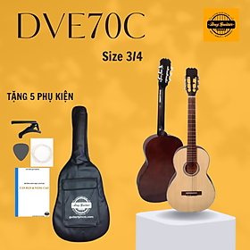 Mua Đàn guitar classic mini DVE70C size 3/4 đàn ghita dành cho trẻ em + Tặng giá trình  Bao da phụ kiện đàn guitar