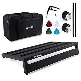 ammoon Large Guitar Effect Pedal Board Pedalboard Aluminum Alloy with Carry Bag Capo 4pcs Picks Fixing Tapes