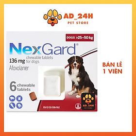 1 Viên nhai NEXGARD (25-50 kgs) tri ve rận, bọ chét cho chó