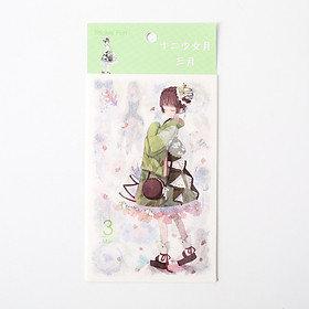 Sticker bảng họa tiết cô gái Nhật cute 20x10cm