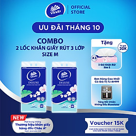 Khăn giấy rút cao cấp Vinda Deluxe 3 lớp 90 tờ size M (5 Gói)