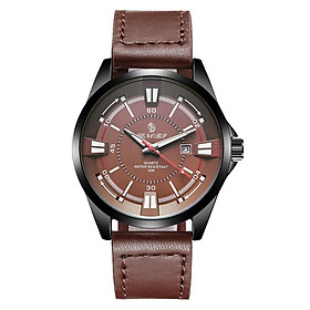 Đồng hồ SENORS Fashion Casual  nam chịu nước 3ATM, dây da chính hãng-Màu nâu