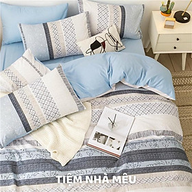 Bộ Vỏ Chăn Ga Gối Cotton 3Dm6/m8/2m -Tiệm Nhà Mêu Set 4 Món Thổ Cẩm 2 Vỏ gối ,drap , vỏ chăn Phong Cách Cổ Điển