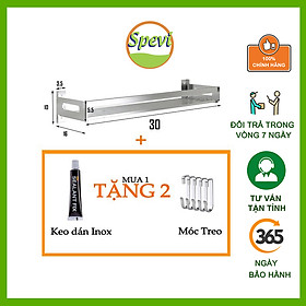 Kệ Inox Nhà Bếp Dán Tường GAGI Mã GK02 Cao Cấp Không Gỉ Sét, Không Cần Khoan, Lắp Ráp Đơn Giản, Có Keo Dán Vô Cùng Chắc Chắn, Kèm 04 Móc Treo Chịu Lực Tốt - Hàng Chính Hãng