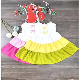 Váy trẻ em, đầm bé gái 2 dây thiết kế cao cấp 3 màu size từ 0-8 tuổi
