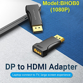 [ DP ra HDMI ] Đầu chuyển DP male ra HDMI female Vention HBPB0 (4K) / HBOB0 (1080P) _ Hàng chính hãng - HBOB0 (1080P)