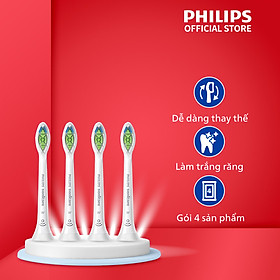 Đầu Bàn Chải Điện W2 Philips Sonicare  HX6064/67 Sạch Sâu, Trắng Răng - Bộ 4 Cái - Trắng - Hàng Chính Hãng