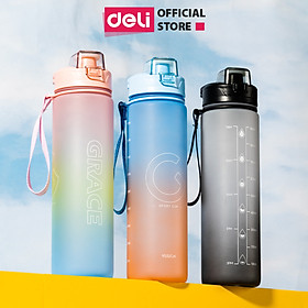 Hình ảnh Bình Đựng Nước 1L Bao Bì Dễ Thương Có Vạch Báo Giờ Uống Nước Chia Lượng Nước Deli - Nhựa Cao Cấp An Toàn Đầy Đủ Kiểm Định Chất Lượng Phủ Hợp Bình Nước Thể Thao Cho Bé Tới Trường - VS822 VS823
