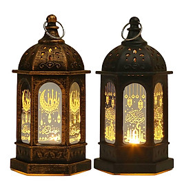 2 Pieces LED Wind Lights Ramadan Lantern Lamp Hanging for Event Decor