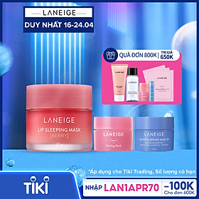 Mặt Nạ Ngủ Cho Môi Hương Berry Laneige Lip Sleeping Mask Berry 20g - Tặng Mặt Nạ Ngủ Water Sleeping Mask 15ml + Tặng Mặt Nạ Clear-C Peeling Mask 15ml