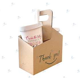 [KV] Gói 10 túi giấy đựng ly đựng cà phê, trà sữa mang đi in chữ Thank you