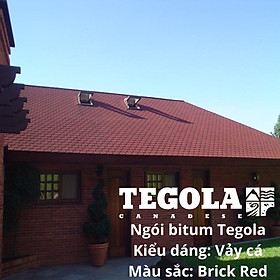 Mua Ngói bitum phủ đá Tegola  - ngói lợp vảy cá màu đỏ Brick Red Italia - chất lượng ngói lợp Châu Âu đóng gói 21tấm/gói phủ 3.05m2 mái