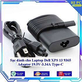 Sạc dành cho Laptop Dell XPS 13 9365 Adapter 19.5V-3.34A Type C - Kèm Dây nguồn - Hàng Nhập Khẩu