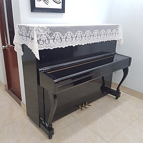 Khăn phủ đàn Piano cơ mẫu ren trắng phối hoa dày đẹp