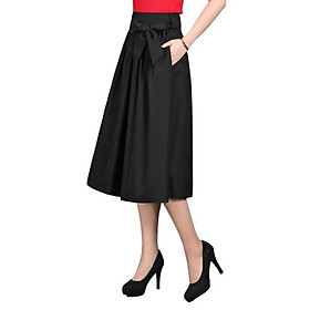Chân Váy Dài New Design Thiết Kế Dáng Váy Xòe Vintage ,Có Túi và Dây Nơ Phong Cách Hàn Quốc, Vải Tốt ,Mặc Mát CV0027