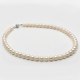 Chuỗi cổ ngọc đính khóa bạc quý kim gồm 52 viên ngọc Freshwater màu trắng 7.6-8.5mm Hoàng Gia Pearl C1148P0F31W048052S001