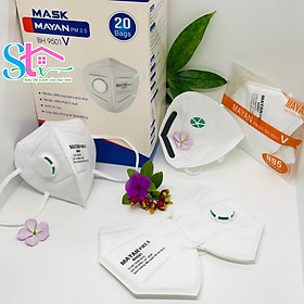 (Hộp 60 cái) Khẩu trang Mayan chính hãng PM2.5 BH9501 đệm mũi, Khẩu trang N95 BH9501V có van thở (hộp 40 cái)