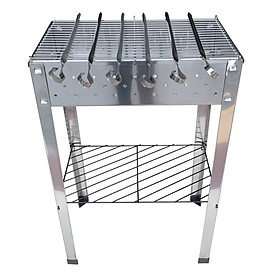 Lò nướng inox, lò nướng bbq, Bếp nướng than hoa inox hình chữ nhật du lịch, cắm trại Schaschlik grill