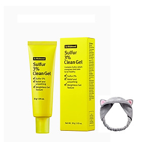 Gel hỗ trợ giảm mụn và ngăn ngừa mụn By Wishtrend Sulfur 3% Clean Gel 30g + Tặng Kèm 1 Băng Đô Tai Mèo (Màu Ngẫu Nhiên)
