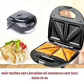 Máy nướng bánh mì kẹp, sandwich Nikai chống dính, nướng bánh chỉ mất từ 5-7 phút - Khay làm bánh mì tam giác thay lò nướng