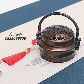 Mua LƯ HƯƠNG XÔNG TRẦM  ĐỐT TRẦM BẰNG ĐỒNG ĐỎ NGUYÊN CHẤT KÈM DÂY TREO CÁT TƯỜNG NHƯ Ý