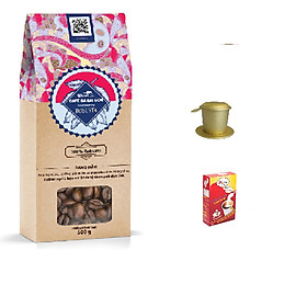 Combo: cà phê hạt rang Robusta 500g + bột kem pha cà phê 170g+ phin cà phê cao cấp