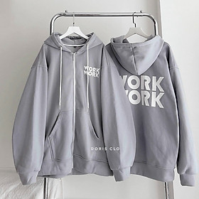 Áo khoác nỉ lót bông form rộng WORK unisex (nam nữ mặc được), Áo hoodie nỉ WORK ( ảnh thật chụp tại shop), ÁO HOODIE CHỮ WORK, Áo khoác nỉ cotton WORK, áo khoác hoodie zip chống nắng mặc ấm