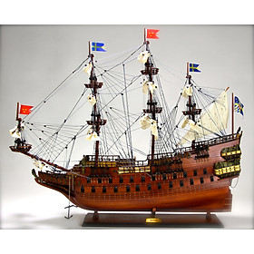 Tàu gỗ trang trí, thuyền chiến Wasa dài 90cm (lắp ráp sẵn)