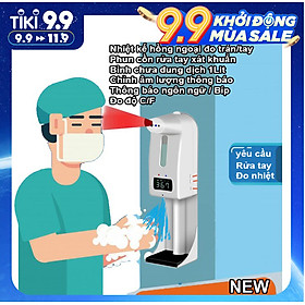 Máy đo nhiệt độ K10 pro tích hợp rửa tay tự động phun sương/nhả gel mới nhất 2021 