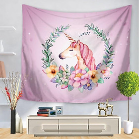  Thảm vải treo tường - Tranh trang trí tường hình ngựa hồng siêu đáng yêu