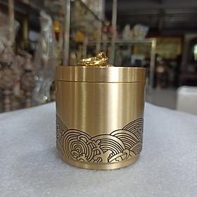 Mua Gạt tàn thuốc bằng đồng vàng cao 7cm đường kính 7cm  gạt tàn thuốc liền khối bằng đồng vàng-Đồ đồng Nguyệt Ánh