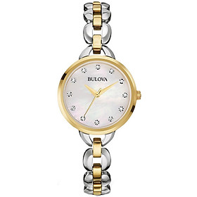 Đồng Hồ Nữ Bulova Đính Đá Swarovski Dây Thép Không Gỉ 98L208 - Mặt Xà Cừ