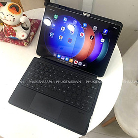 (CÓ ẢNH THẬT)Bao Da Bàn Phím cho Xiaomi Pad 6S Pro có Touchpad, giá đỡ, đèn LED 7 màu, có thể tháo rời