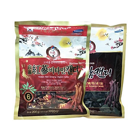 Combo kẹo Hồng Sâm Vitamin 200g và Kẹo Hắc Sâm 300g Hàn Quốc