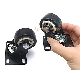 Mua Bánh xe đẩy mặt đế xoay càng sắt tải trọng 30kg lốp nhựa PU đen rộng 20mm Φ40mm