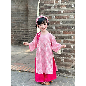 Bộ áo dài cho bé trai bé gái diện đôi mẫu Phú quý An khang đón xuân năm mới từ 10-40kg vải gấm cực mềm